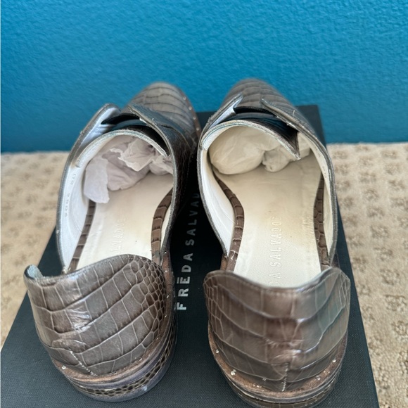 FREDA SALVADOR WEAR D'ORSAY LACELESS OXFORD CORIANDER EMBOSSED CROC SIZE 7M EUC - Picture 5 of 12